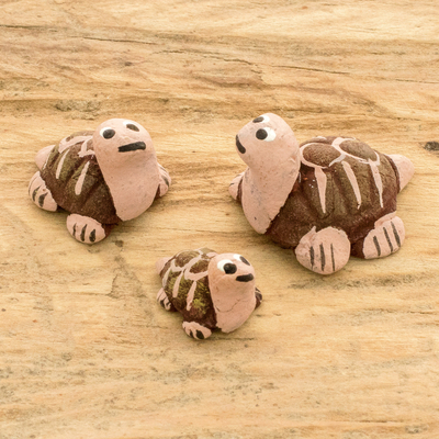 Keramikfiguren, (3er-Set) - Set mit 3 handbemalten Keramikfiguren in Schildkrötenform