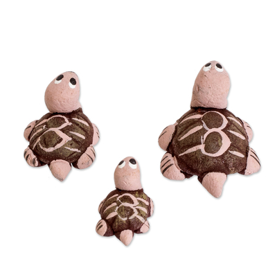 Keramikfiguren, (3er-Set) - Set mit 3 handbemalten Keramikfiguren in Schildkrötenform
