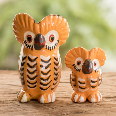 Ceramic figurines, Owls of Good Fortune (pair)