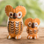 Ceramic figurines, 'Owls of Good Fortune' (pair) - 2 Handcrafted Ginger Orange Ceramic Owl Figurines thumbail