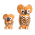 Ceramic figurines, 'Owls of Good Fortune' (pair) - 2 Handcrafted Ginger Orange Ceramic Owl Figurines thumbail