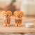 Ceramic figurines, 'Happy Tecolote Family' (pair) - Owl-shaped Pair of Orange Ceramic Figurines from Guatemala (image 2j) thumbail
