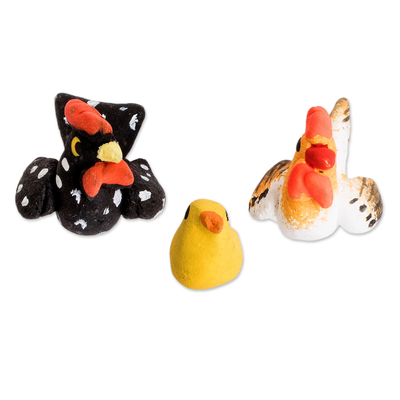 Keramikfiguren, (3er-Set) - Set aus 3 handbemalten Keramikfiguren mit Hühnermotiv