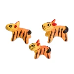 Ceramic figurines, 'Tiger Family' (Set of 3) - Set of 3 Hand-painted Tiger-themed Ceramic Figurines