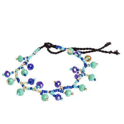 Artisan Crafted Aqua Blue Charm Bracelet from Guatemala