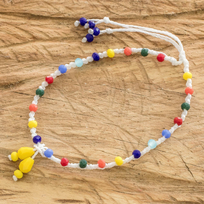 Perlenkordel-Fußkettchen - Mehrfarbiges Perlen-Fußkettchen aus Kordel, handgefertigt in Guatemala