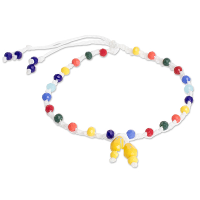 Multicolor Beaded Cord Anklet Handcrafted in Guatemala