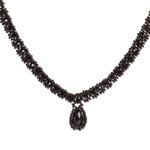 Beaded jewelry set, 'Finesse in Black' - Beaded Pendant Necklace Earrings and Bracelet Jewelry Set