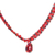 Perlenschmuck-Set, 'Finesse in Rot' - Perlenanhänger, Halskette, Ohrringe und Armband, Schmuckset