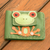 Leather wallet, 'Happy Frog' - 100% Leather Frog-themed Green Wallet with 100% Suede Lining (image 2) thumbail
