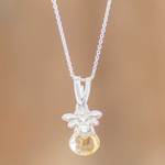 Sterling silver pendant necklace, 'Sweet Bee' - Sterling Silver Bee Pendant Necklace from Costa Rica