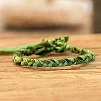Braided friendship bracelet, 'Color Festival in Green' - Green Braided Friendship Bracelet Handcrafted in Guatemala
