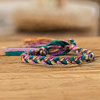 Braided friendship bracelet, 'Color Festival in Lilac' - Multicolored Braided Friendship Bracelet Made in Guatemala