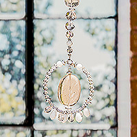 Crystal and glass beaded suncatcher, 'Peace Ring' - Crystal and Glass Beaded Suncatcher with Ring