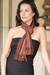 Cotton blend scarf, 'Stripes in Chocolate' - Hand-woven Cotton Blend Scarf with Brown and Red Stripes (image 2) thumbail