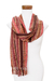 Cotton blend scarf, 'Stripes in Chocolate' - Hand-woven Cotton Blend Scarf with Brown and Red Stripes thumbail