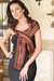 Cotton blend scarf, 'Stripes in Chocolate' - Hand-woven Cotton Blend Scarf with Brown and Red Stripes (image 2c) thumbail