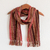 Cotton blend scarf, 'Stripes in Chocolate' - Hand-woven Cotton Blend Scarf with Brown and Red Stripes (image 2d) thumbail