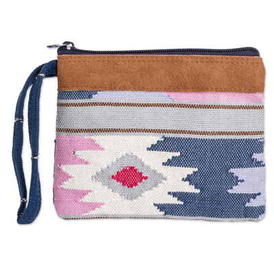 Cotton coin purse, 'Geometry of Love' - Artisan Crafted Handloom Cotton Coin Purse from Guatemala