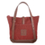 Leather-accented shoulder bag, 'Fancy Miss in Crimson' - Leather-Accented Shoulder Bag in Crimson