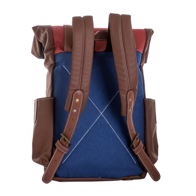 Leather-accented backpack, 'colourful  Adventure' - Leather-Accented colourful Backpack