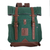 Leather-accented backpack, 'Viridian Journey' - Handcrafted Viridian Acrylic Leather-Accented Backpack