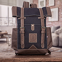 Leather-accented backpack, 'Blue Adventure' - Leather-Accented Backpack in Blue