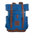 Leather-accented backpack, 'Blue Journey' - Handcrafted Blue Acrylic Leather-Accented Backpack