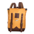 Leather-accented backpack, 'Practical Saffron' - Saffron Leather-Accented Backpack Made in Costa Rica