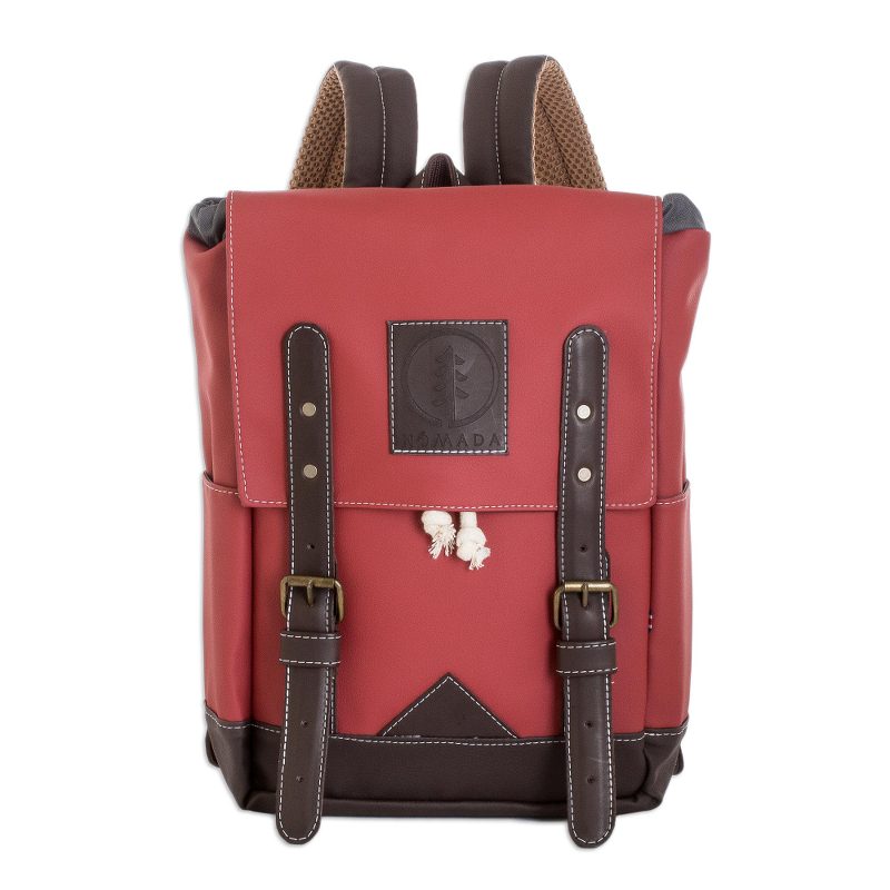 Strawberry Leather-Accented Backpack from Costa Rica - Practical ...