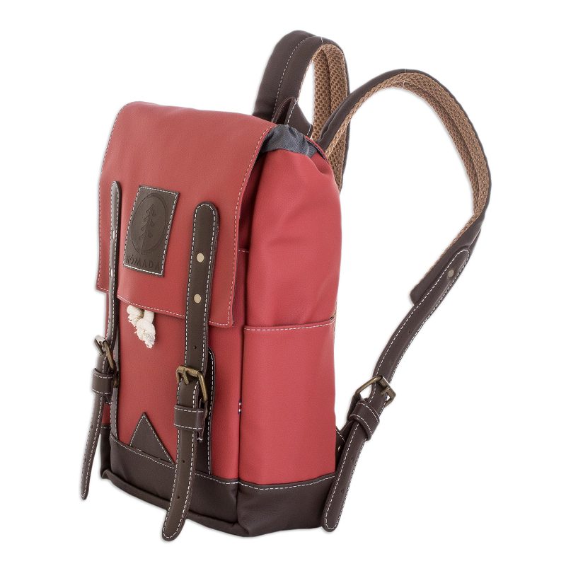 Strawberry Leather-Accented Backpack from Costa Rica - Practical ...