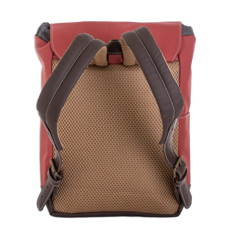 Strawberry Leather-Accented Backpack from Costa Rica - Practical ...