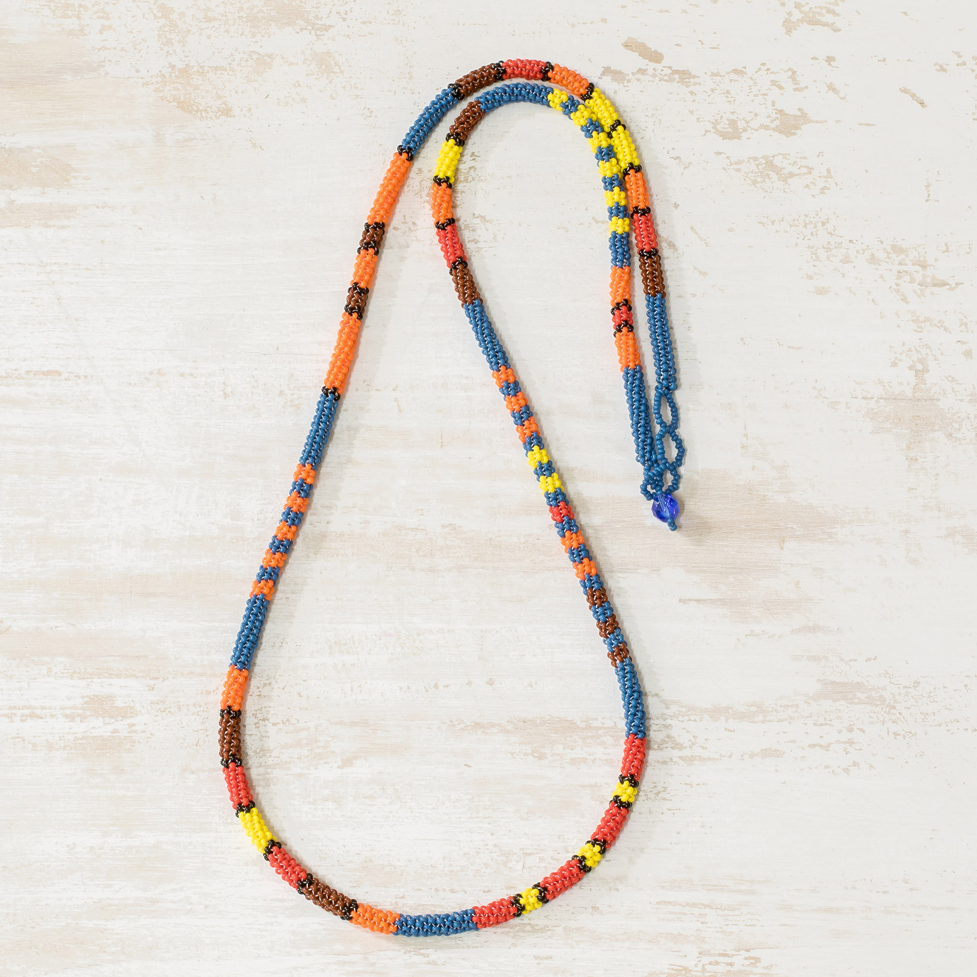 Multicolor Glass and Crystal Beaded Necklace from Guatemala