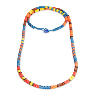 Long Necklace Handmade with Glass Beads in Guatemala