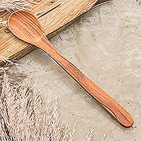 Wood serving spoon, 'Delicious Dishes' - Natural Wood Serving Spoon Hand-crafted in Guatemala