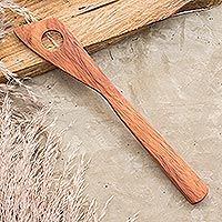 Wood spatula, 'Kitchen Ideas' - Natural Wood Spatula with Single Hole Handmade in Guatemala