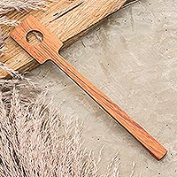 Wood spatula, 'Kitchen Moments' - Natural Wood Spatula with Single Hole Handmade in Guatemala