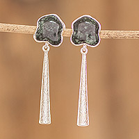 Jade dangle earrings, 'Precious Nobility' - Sterling Silver and Jade Dangle Earrings from Guatemala