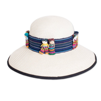 Hand Stitched Hat Band from Guatemala with Worry Dolls