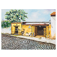'Calle de la Nobleza' (2022) - Original Oil Painting of a Street in Antigua Guatemala