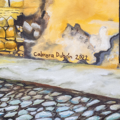 'Calle de la Nobleza' (2022) - Pintura al óleo original de una calle en Antigua Guatemala