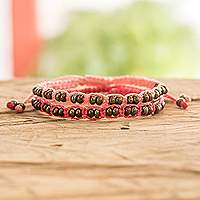 Beaded macrame bracelets, 'Lovely Duo' (set of 2) - Set of 2 Handmade Beaded Bracelets from Guatemalan Artisan