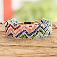 Macrame wristband bracelet, 'Zigzag' - Zig Zag Macrame Wristband Bracelet Hand Crafted in Guatemala