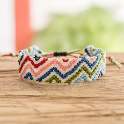 Macrame wristband bracelet, 'Zigzag' - Zig Zag Macrame Wristband Bracelet Hand Crafted in Guatemala