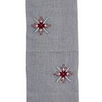Cotton table runner, 'Grey Offering' - Handloomed Grey Cotton Table Runner with Embroidered Motifs