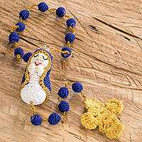 Crocheted decorative accent, 'Virgin of Heaven' - Handmade Decorative Crocheted Accent in Blue Tones