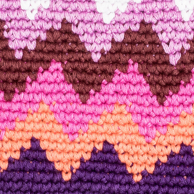 Geldbörse aus Baumwolle - Mehrfarbig gehäkelte Baumwoll-Geldbörse mit Zickzackmuster