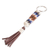 Beaded keychain and bag charm, 'Chic Subtlety' - Beaded Leather Keychain and Bag Charm Handmade in Guatemala