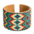 Beaded cuff bracelet, 'Geometric Diversity' - Beaded Leather and Suede Cuff Bracelet Handmade in Guatemala
