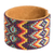 Beaded cuff bracelet, 'Geometric Diversity in Purple' - Beaded Leather and Suede Cuff Bracelet Handmade in Guatemala